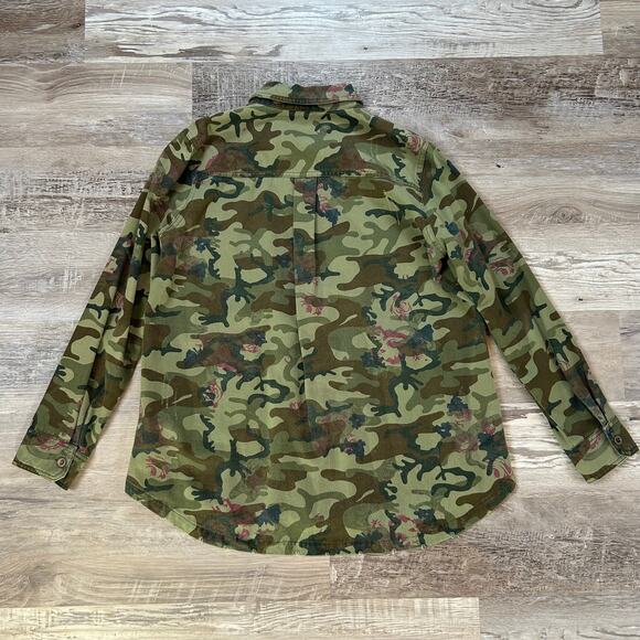 Mystree Floral Camo Button Down Shirt Jacket Cotton Army Core Small NWOT - Picture 5 of 7